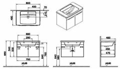 Vitra Quadrum 66165 Lavabo Dolabı 80 Cm,Kapaklı,P.Antrasit