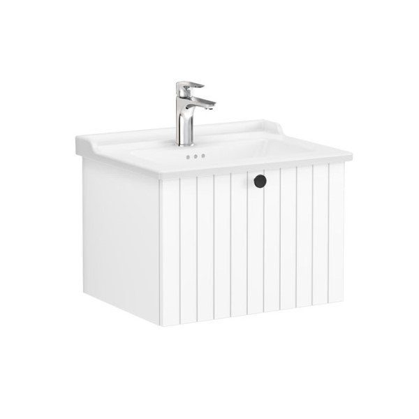 Vitra Root Groove 69359 Lavabo Dolabı, Tek Çekmeceli, 60 Cm, Mat Beyaz, Klasik Lavabolu