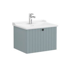 Vitra Root Groove 69362 Lavabo Dolabı, Tek Çekmeceli, 60 Cm, Mat Fiyord Yeşili, Klasik Lavabolu
