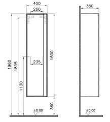 Vitra Metropole Boy Dolabı Sağ 40 CM Erik