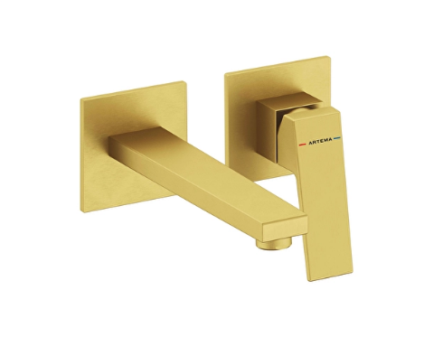 Artema A4359325 Minimax Square Ankastre Lavabo Bataryası Uzun,Sıva Üstü,Fırçalı Altın