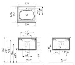 Vitra 61217 Frame Lavabo Dolabı, 60 cm, Tek Çekmeceli, Etajerli Lavabolu, Mat Siyah