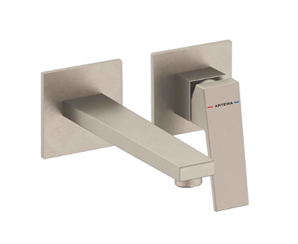 Artema A4359334 Minimax Square Ankastre Lavabo Bataryası Uzun,Sıva Üstü,Fırçalı Nikel