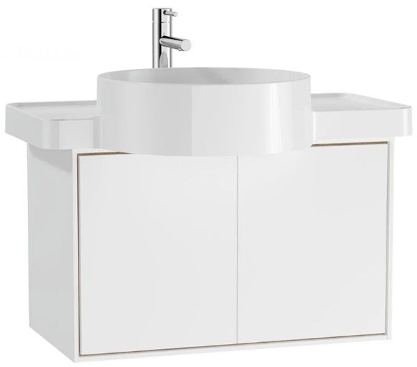 Vitra Voyage  Lavabo Dolabı 100 Cm, Seramik Etajerli Lavabolu, Mat Beyaz