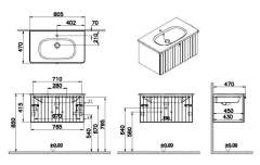 Vitra Root Groove 69373 Lavabo Dolabı, Tek Çekmeceli, 80 Cm, Mat Beyaz, Yuvarlak Lavabolu