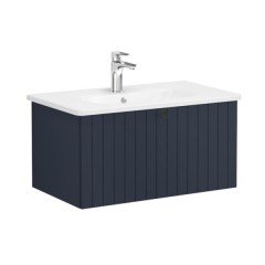 Vitra Root Groove 69378 Lavabo Dolabı, Tek Çekmeceli, 80 Cm, Mat Lacivert, Yuvarlak Lavabolu