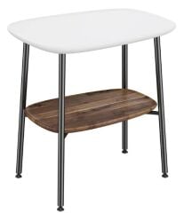 Vitra 64065 Plural Küçük Masa 55 cm Mat Beyaz / Koyu Meşe