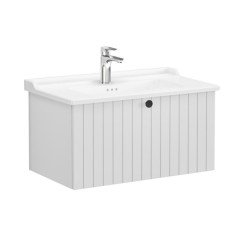 Vitra Root Groove 69381 Lavabo Dolabı, Tek Çekmeceli, 80 Cm, Mat Açık Gri, Klasik Lavabolu