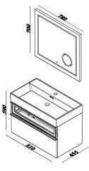 Lineart Sharp 81 cm Banyo Dolabı + Ledli Ayna