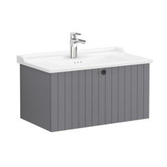 Vitra Root Groove 69382 Lavabo Dolabı, Tek Çekmeceli, 80 Cm, Mat Gri, Klasik Lavabolu