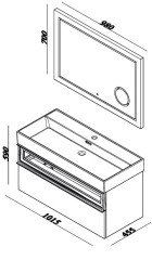 Lineart Sharp 101 cm Banyo Dolabı + Ledli Ayna