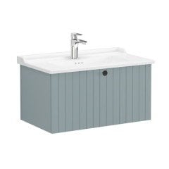 Vitra Root Groove 69383 Lavabo Dolabı, Tek Çekmeceli, 80 Cm, Mat Fiyord Yeşili, Klasik Lavabolu