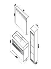 Lineart Sharp 100 cm Banyo Dolabı + Ledli Ayna Dolaplı