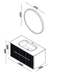 Lineart Dolce 100cm Cam Lavabolu Banyo Dolabı + Ledli Ayna