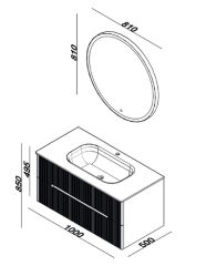 Lineart Dolce 100cm Cam Lavabolu Banyo Dolabı + Ledli Ayna