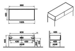 Vitra 64112 Equal Alt Ünite 100 cm, Karaağaç