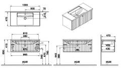 Vitra Root Groove 69388 Lavabo Dolabı, Tek Çekmeceli, 100 Cm, Mat Açık Gri, Köşeli Lavabolu