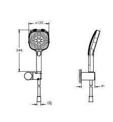 Artema A4591539 Core Square El Duşu Takımı 3F Parlak Siyah