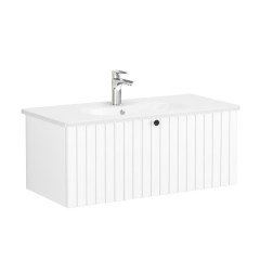 Vitra Root Groove 69394 Lavabo Dolabı, Tek Çekmeceli, 100 Cm, Mat Beyaz, Yuvarlak Lavabolu