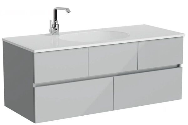 Vitra Memoria 66711 Lavabo Dolabı 120 Cm, Seramik Etajerli Lavabolu, Parlak Gri