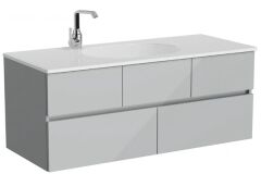 Vitra Memoria 66711 Lavabo Dolabı 120 Cm, Seramik Etajerli Lavabolu, Parlak Gri