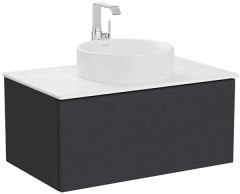 Vitra Metropole Pure 67229 Lavabo Dolabı 80cm, Seramik Tezgahlı,Çanak Lavabolu,M.Grafit