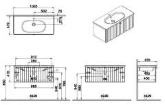 Vitra Root Groove 69396 Lavabo Dolabı, Tek Çekmeceli, 100 Cm, Mat Gri, Yuvarlak Lavabolu