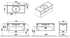Vitra Memoria 66712 Lavabo Dolabı 120 Cm, Seramik Etajerli Lavabolu, Moka Meşe