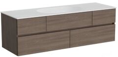 Vitra Memoria 66714 Lavabo Dolabı 150 Cm, Seramik Etajerli Lavabolu, Moka Meşe