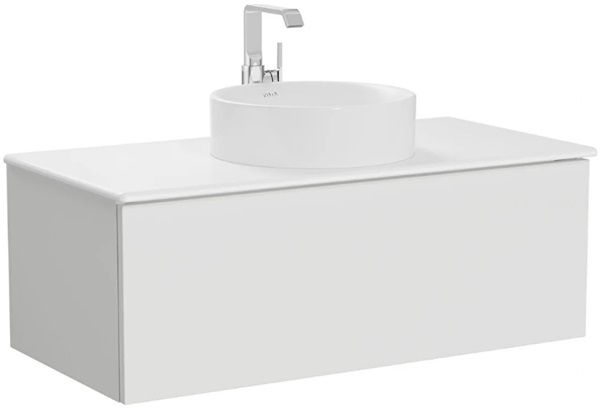 Vitra Metropole Pure 67217 Lavabo Dolabı 100cm, Seramik Tezgahlı,Çanak Lavabolu,M.Açık Gri
