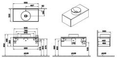 Vitra Metropole Pure 67230 Lavabo Dolabı 100cm, Seramik Tezgahlı,Çanak Lavabolu,M.Grafit