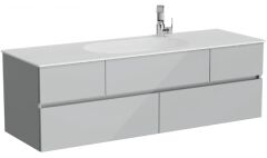 Vitra Memoria 66715 Lavabo Dolabı 150 Cm, Seramik Etajerli Lavabolu, Parlak Gri