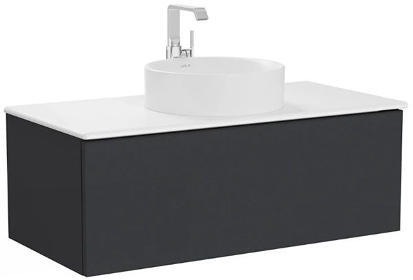 Vitra Metropole Pure 67230 Lavabo Dolabı 100cm, Seramik Tezgahlı,Çanak Lavabolu,M.Grafit