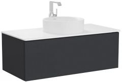 Vitra Metropole Pure 67230 Lavabo Dolabı 100cm, Seramik Tezgahlı,Çanak Lavabolu,M.Grafit