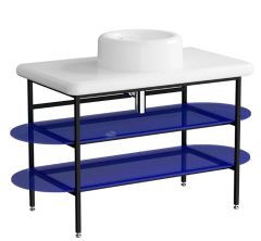 Vitra 66738 Liquid Lavabo Ünitesi 100 Cm, Mavi Cam Raflı