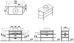 Vitra Liquid Lavabo Ünitesi 100 Cm, Mavi Cam Raflı