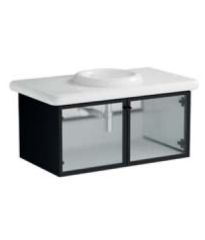 Vitra Liquid 66739 Lavabo Dolabı 100 cm,Siyah Çizgili Cam
