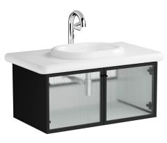 Vitra Liquid 66739 Lavabo Dolabı 100 cm,Siyah Çizgili Cam