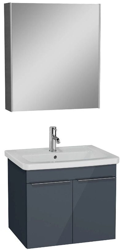 Vitra Quadrum 67107 Banyo Dolabı Seti 65 Cm,Kapaklı,Parlak Antrasit