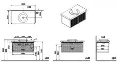 Vitra Liquid 66740 Lavabo Dolabı 100 cm,Asma Metal Kapaklı Siyah