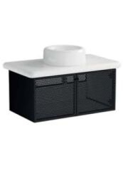 Vitra Liquid 66740 Lavabo Dolabı 100 cm,Asma Metal Kapaklı Siyah