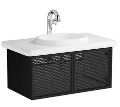 Vitra Liquid 66740 Lavabo Dolabı 100 cm,Asma Metal Kapaklı Siyah