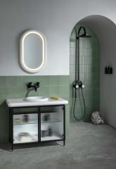 Vitra Liquid 66741 Lavabo Dolabı 100 cm,Ayaklı Çizgili Cam Kapaklı