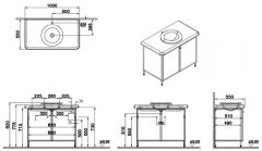 Vitra Liquid 66741 Lavabo Dolabı 100 cm,Ayaklı Çizgili Cam Kapaklı