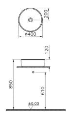 Vitra 7439B076-0016 Archiplan Çanak Lavabo 40 cm M.Taş Gri
