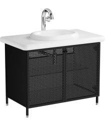Vitra Liquid 66742 Lavabo Dolabı 100 cm,Ayaklı Metal Kapaklı
