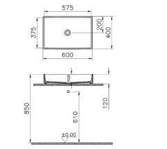 Vitra 7441B076-0016 Archiplan Çanak Lavabo 60x38 Mat Taş Gri