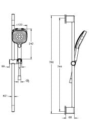 Artema A45917 Core Square Sürgülü El Duşu Takımı 3F Krom