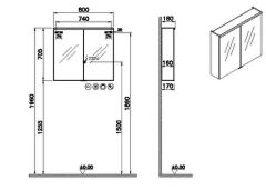 Vitra 67146 Metropole Edge Dolaplı Ayna 80 cm, Açık Meşe
