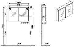 Vitra 67147 Metropole Edge Dolaplı Ayna 100 cm, Açık Meşe